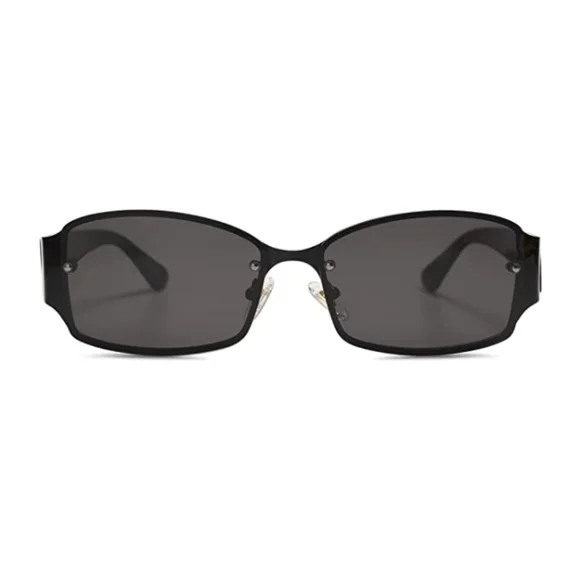 New Vintage Black Sunglasses for Women Men Rectangle Rimless Metal Amazon.com: LASPOR Retro Rimless Rectangle Sunglasses for  main image 3